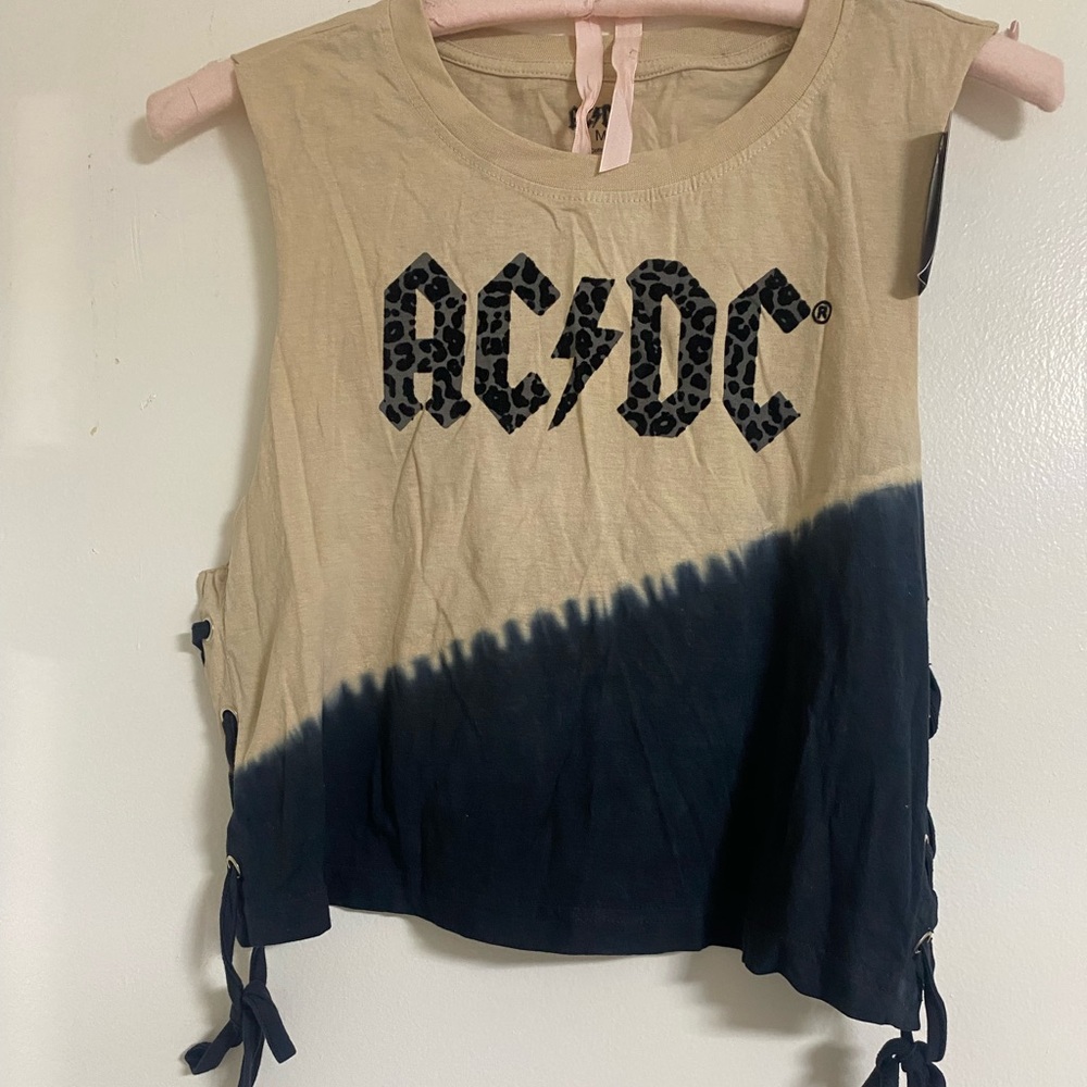 AC/DC Graphic Tank Top with Side Ties. Size Medium.